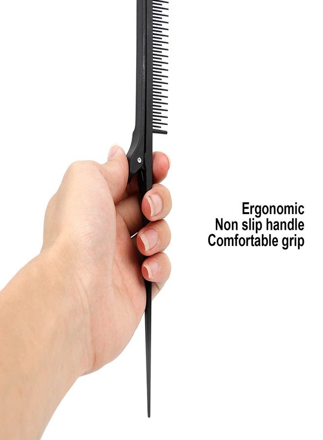Filfeel Rat Tail Teasing Clip Comb, Highlighting Comb Styling Tool for Hair Clipping, Highlights and Hair Combing (26.5 X 2.5cm) Black - Image 4