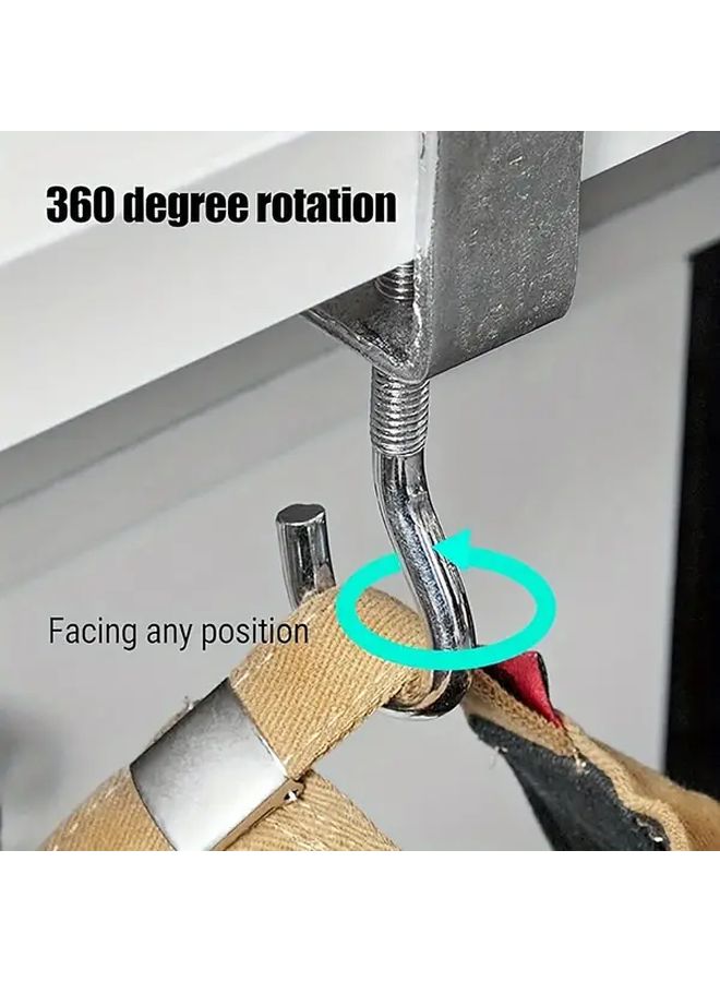 Steel Color 360 Degree Rotating Metal Desk Hook 110 Lbs Capacity Backpack Rack Portable Detachable Utility Hooks - Image 3