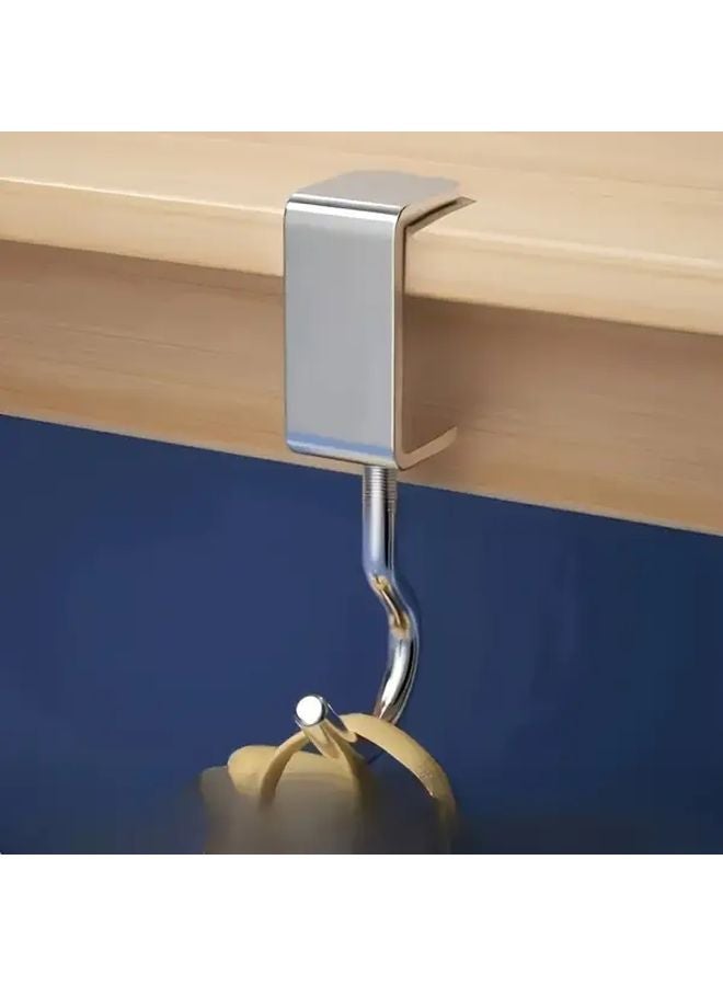 Steel Color 360 Degree Rotating Metal Desk Hook 110 Lbs Capacity Backpack Rack Portable Detachable Utility Hooks - Image 5