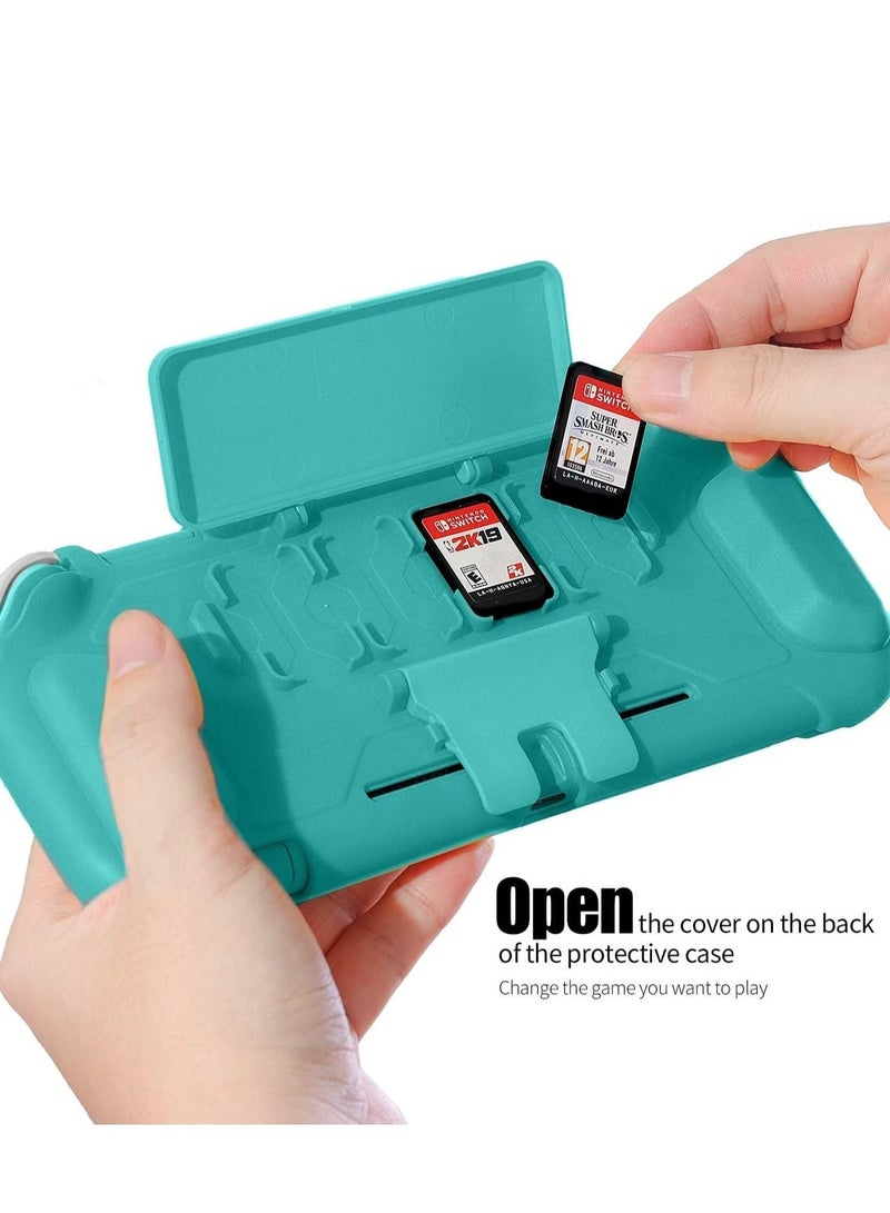 Y&D TPU Case for Switch Lite Case, Durable Anti-Slip Shockproof Protective Hard Only Nintendo with Game Card Storage and Kickstand - Turquoise  - Image 2