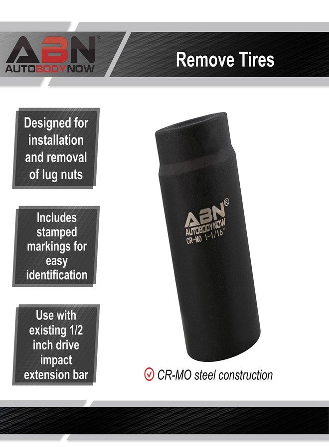 ABN 1/2 Inch Drive 1-1/16 Inch Socket - Deep Impact SAE Sockets 1-Pack, 6 Point CR-MO SAE Deep Socket Impact Sockets 1pk - Image 4