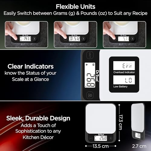 Dr Trust USA 528 Electronic Kitchen Weighing Scale For Portioning Ingredients & Cooking Diet Food At Home & Shop, Baking Weight Machine for Chefs (5 Kg) - Image 3