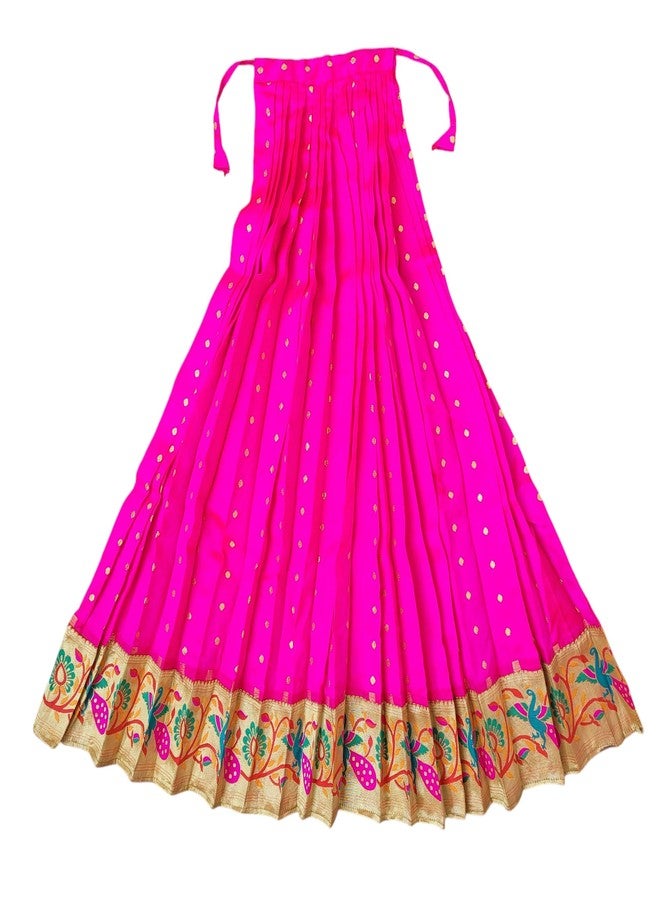 PUNYATVA Gudhi Vastra لمهرجان Gudhi Padwa (بايثاني، الوردي الطازج) | غطاء ساري تقليدي من ماهاراشترا جودي لغودي بادفا | ديكورات Ugadi & GudhiPadawa الجاهزة لديكور Pooja - Image 1