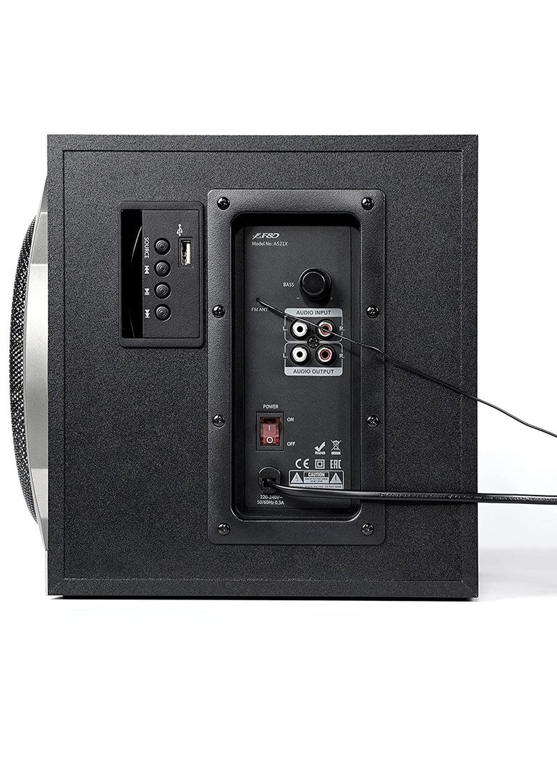 F&D - 5.0 Wireless Bluetooth Multimedia Speaker A521X, 4" Full Range Driver For Satellite & 6.5 Bass Driver For Subwoofer, Black - Image 1