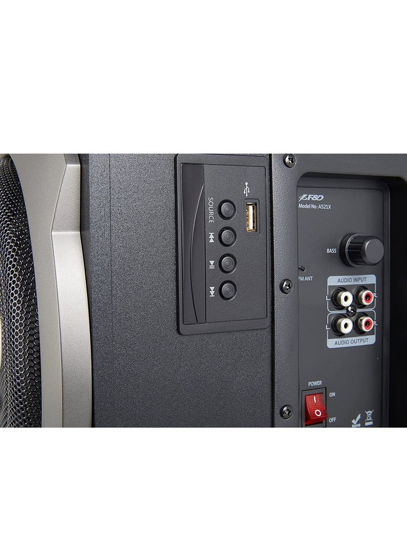F&D - 5.0 Wireless Bluetooth Multimedia Speaker A521X, 4" Full Range Driver For Satellite & 6.5 Bass Driver For Subwoofer, Black - Image 1