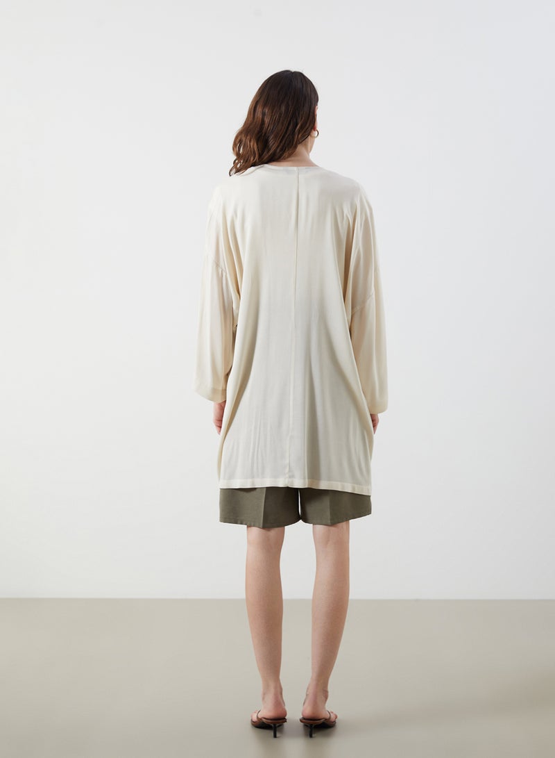 LC WAIKIKI Shawl Collar Textured Oversize Women's Kimono - Image 4