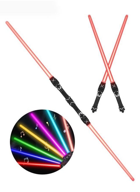 Light Saber, 2-in-1 Light Saber Sword Toy, Extendable LED Double Bladed Lightsaber with FX Sound Motion Sensitive Dueling Double Light Swords Set for Dress Up Parties Costume