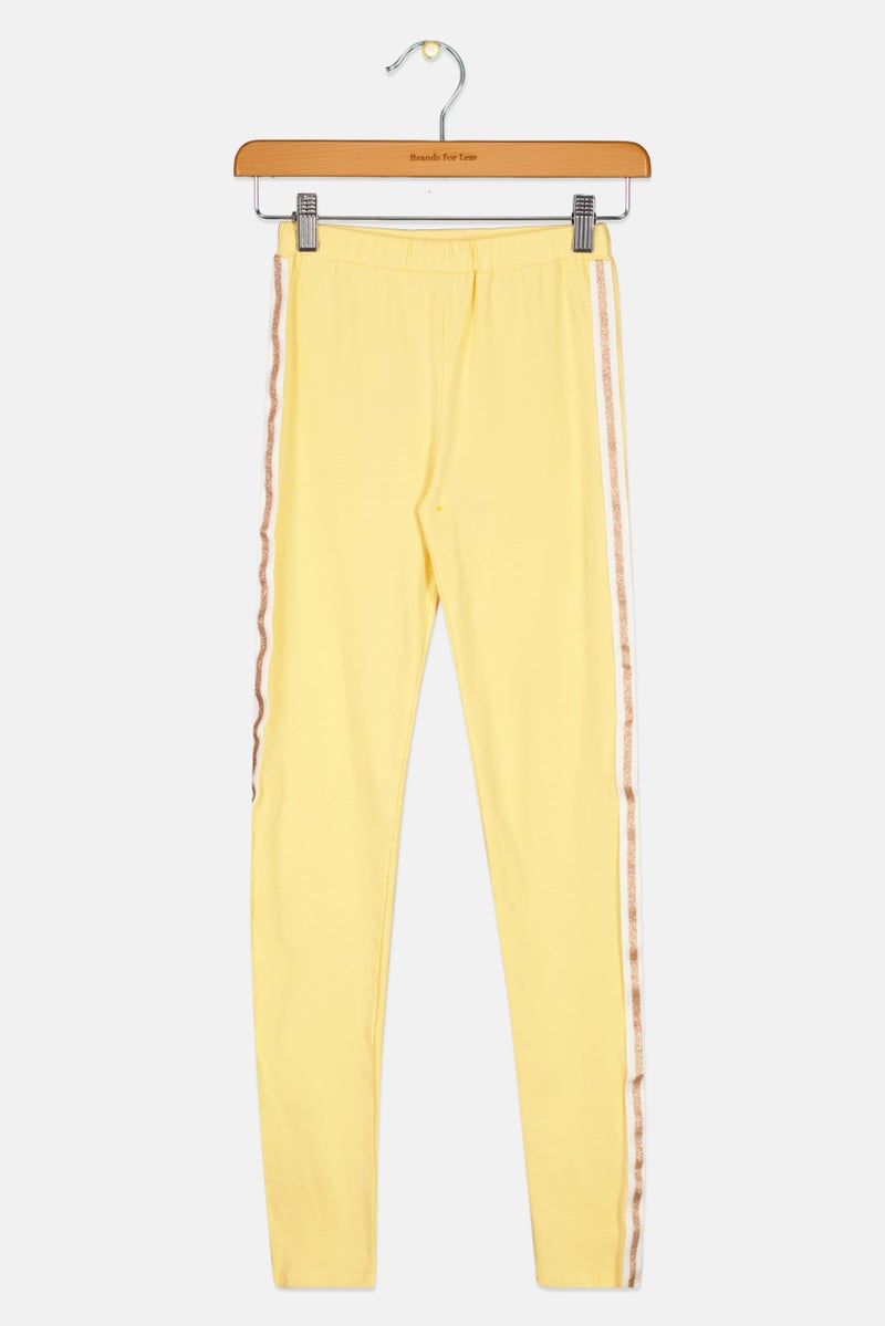 GAP سروال ليغينغز مخطط للفتيات، أصفر - Image 1