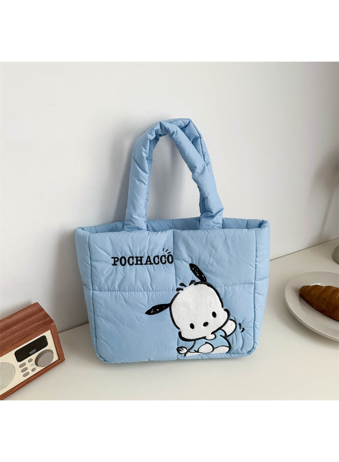 Cartoon Sanrio Down Cloth Handbag Cute Kuromi Tote Bag Meruti Shoulder Bag For Women-Color:Pacha Dog On The Side (order In Multiples Of 5)-Height:36*28cm (minimum Order Of 5 Pieces Per Style) - Image 1