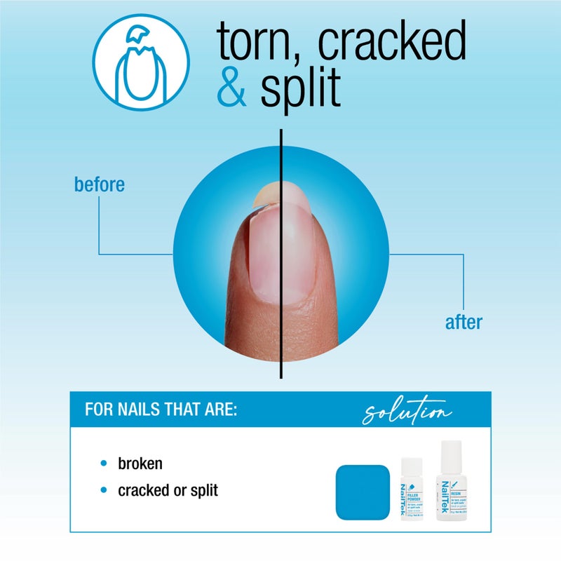 Nail Tek Nail Repair for Damaged Nails â€“ Filler Powder & Resin Kit for Cracked or Split Nails, Strengthener and Growth Recovery, 1 Pack - Image 2