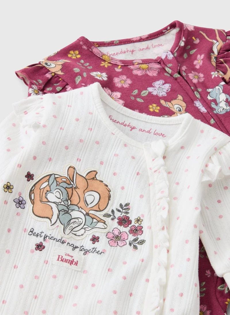 ماتلان Disney 3 Pack Baby Burgundy Bambi Sleepsuits