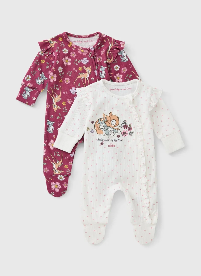 ماتلان Disney 3 Pack Baby Burgundy Bambi Sleepsuits