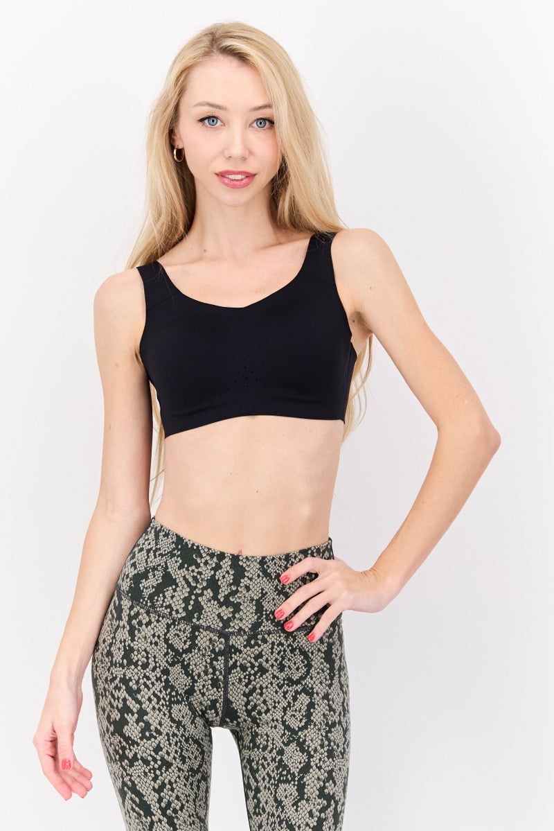 Brooks Women Solid Padded Sports Bra, Black - Image 1