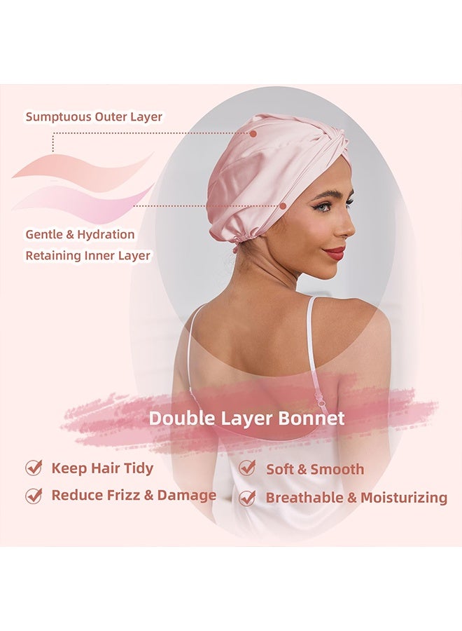 Adjustable Double Layer Silk Satin Hair Bonnet, Sleep Hair Wrap for Women Men Unisex - Image 4