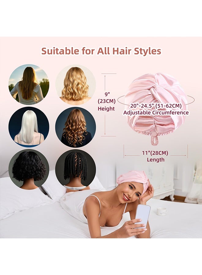 Adjustable Double Layer Silk Satin Hair Bonnet, Sleep Hair Wrap for Women Men Unisex - Image 2