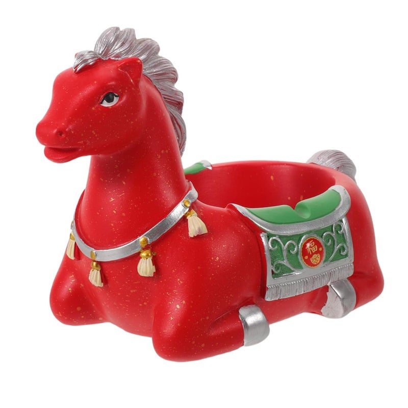 Doilot Year Of The Horse Porcelain Ashtray Desktop Red Ceramic Smoking Cigarette Butt Holder For Home Patio Indoor Use - Image 2