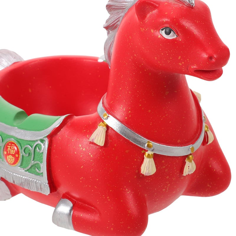 Doilot Year Of The Horse Porcelain Ashtray Desktop Red Ceramic Smoking Cigarette Butt Holder For Home Patio Indoor Use - Image 4