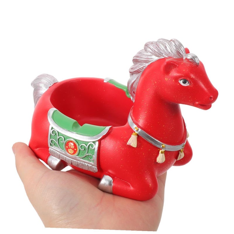 Doilot Year Of The Horse Porcelain Ashtray Desktop Red Ceramic Smoking Cigarette Butt Holder For Home Patio Indoor Use - Image 5