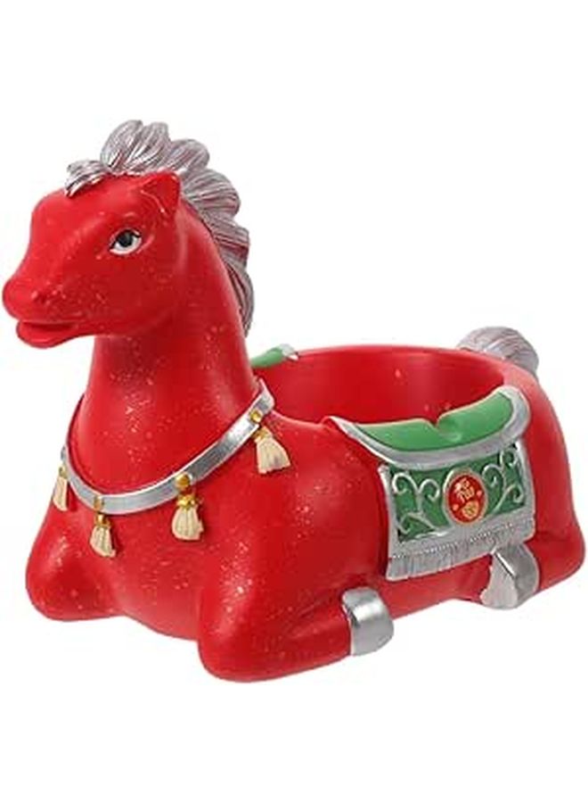 Doilot Year Of The Horse Porcelain Ashtray Desktop Red Ceramic Smoking Cigarette Butt Holder For Home Patio Indoor Use - Image 1