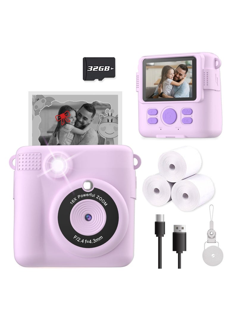 YelaJoy Instant Print Camera for Kids,Birthday Gifts for Girls Boys, HD Digital Video Cameras for Toddler, Portable Toy for 4-10 Year Old Girl with 32GB SD Card - Image 1