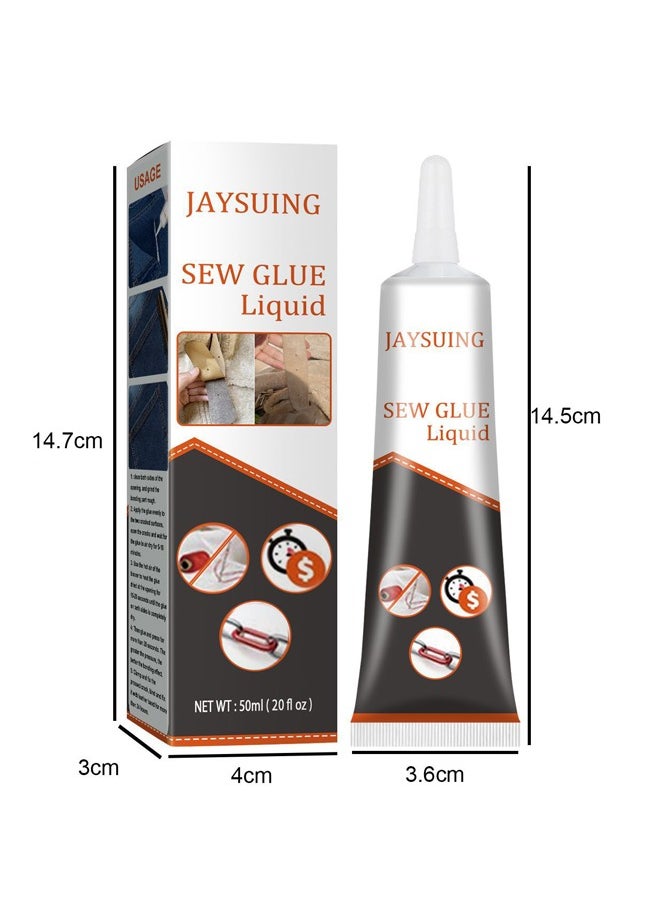 Jaysuing 2PCS Cloth Repair Sew Glue, Instant Sew Glue Bonding Liquid, Quick Dry Multi Fabric Sew Glue, Fabric Glue for Clothing Permanent Washable, for Clothing Cotton Flannel Denim Leather, 50ml  - Image 2