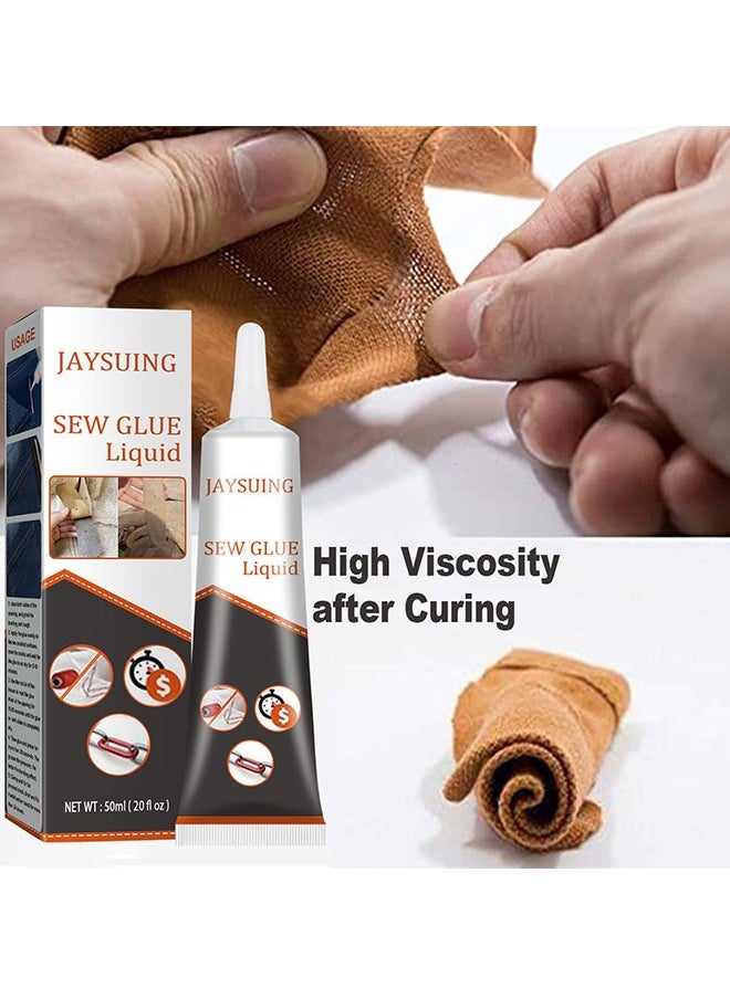 Jaysuing 2PCS Cloth Repair Sew Glue, Instant Sew Glue Bonding Liquid, Quick Dry Multi Fabric Sew Glue, Fabric Glue for Clothing Permanent Washable, for Clothing Cotton Flannel Denim Leather, 50ml  - Image 4