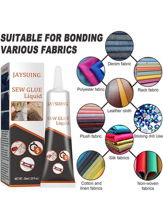Jaysuing 2PCS Cloth Repair Sew Glue, Instant Sew Glue Bonding Liquid, Quick Dry Multi Fabric Sew Glue, Fabric Glue for Clothing Permanent Washable, for Clothing Cotton Flannel Denim Leather, 50ml  - Image 3