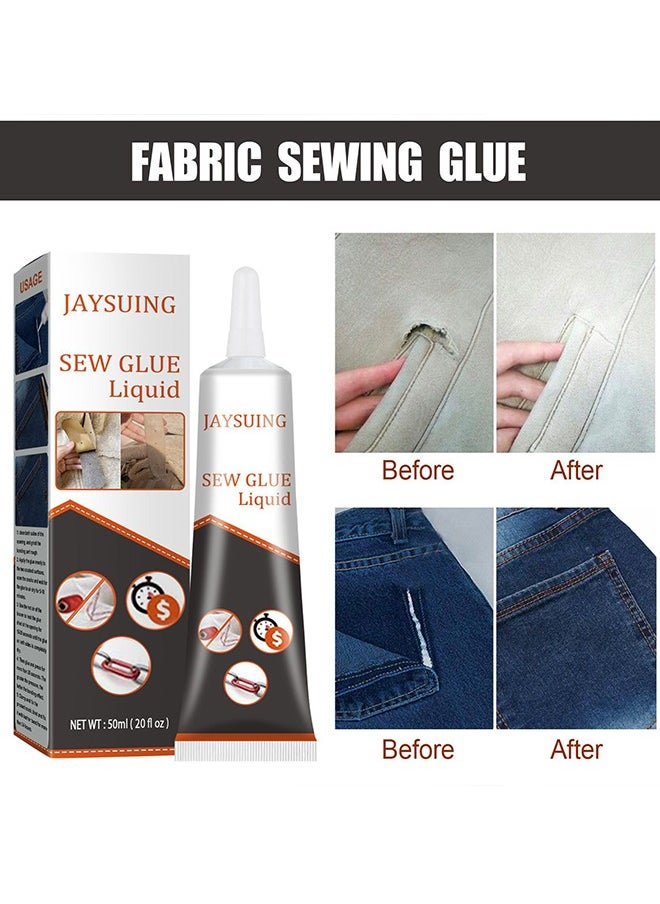 Jaysuing 2PCS Cloth Repair Sew Glue, Instant Sew Glue Bonding Liquid, Quick Dry Multi Fabric Sew Glue, Fabric Glue for Clothing Permanent Washable, for Clothing Cotton Flannel Denim Leather, 50ml  - Image 5