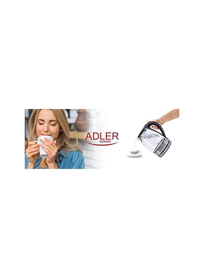 ADLER technology ADLER Glass Kettle 2200W 1.7 L BPA Free Blue LED Indicator - safety empty shut off - nano technology fillter - Image 4