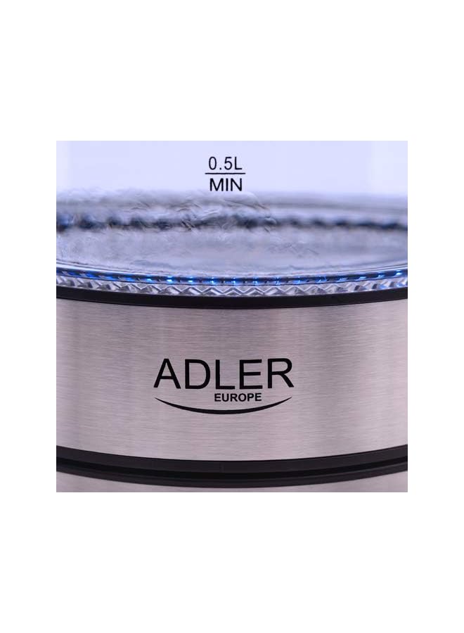 ADLER technology ADLER Glass Kettle 2200W 1.7 L BPA Free Blue LED Indicator - safety empty shut off - nano technology fillter - Image 2