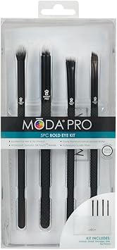 MODA Royal Langnickel Full Size Pro Bold Eye 5pc Makeup Brush Set with Pouch Includes Crease Smokey Eye Smudger and Line Brushes Black BMXBEK5 - Image 4