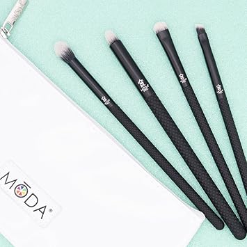 MODA Royal Langnickel Full Size Pro Bold Eye 5pc Makeup Brush Set with Pouch Includes Crease Smokey Eye Smudger and Line Brushes Black BMXBEK5 - Image 2