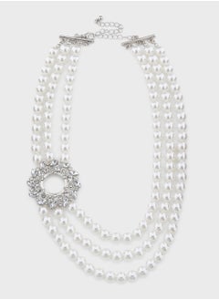 Khizana Statement Pearl Diamante  Necklace  - Image 1