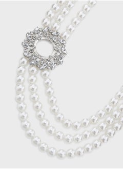 Khizana Statement Pearl Diamante  Necklace  - Image 2