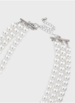 Khizana Statement Pearl Diamante  Necklace  - Image 3