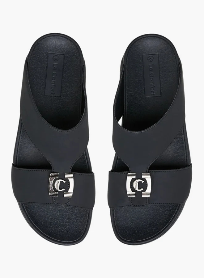 لو كونفورت Men Metal Accent Slip-On Comfort Sandals