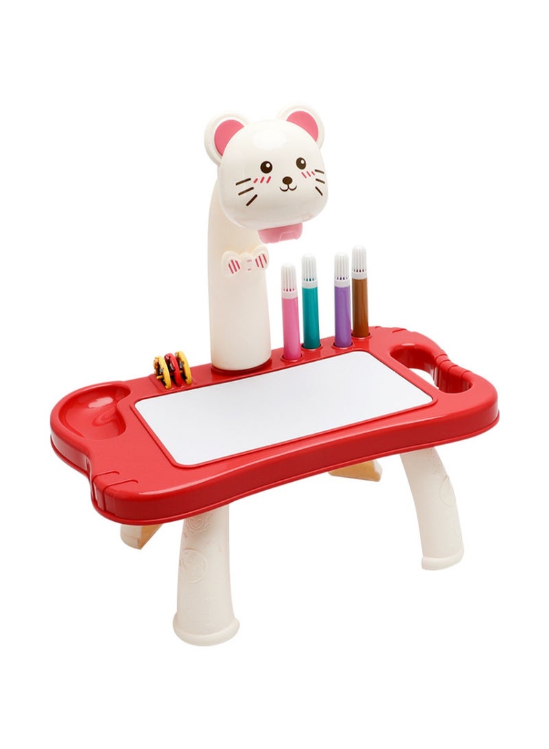 طاولة عرض على شكل قطة، جهاز عرض للرسم للأطفال مع مصباح يدوي، لعبة عرض شرائح، طاولة رسم تتبعية مع موسيقى خفيفة، مناسبة لهدايا ألعاب تعلم الفن المبكر - Image 1