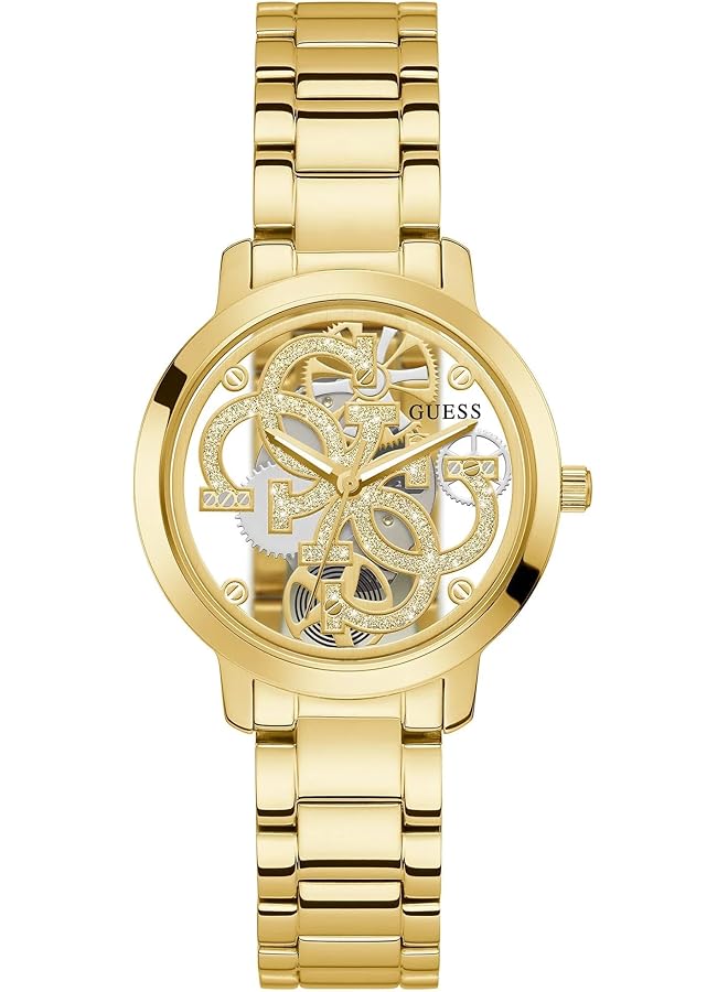 جس ساعة نسائية تريند شفافة مقاس 36 ملم - مينا لامعة وهيكل وسوار من الفولاذ المقاوم للصدأ باللون الفضي - Image 1