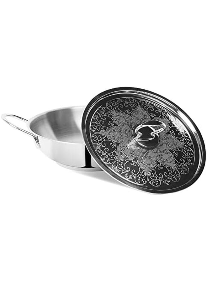 Pradeep Stainless Steel Wok Kadai With Ss Design Lid 26 Cm Diameter 8.0 Cm Height Premium Stir Fry Pan - Image 3