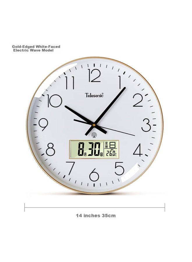 Telesonic Wall Clock Living Room Clock Automatic Synchronization Calendar Temperature Wall Hanging Clock Without Drilling Radio Clock 36cm - Image 2