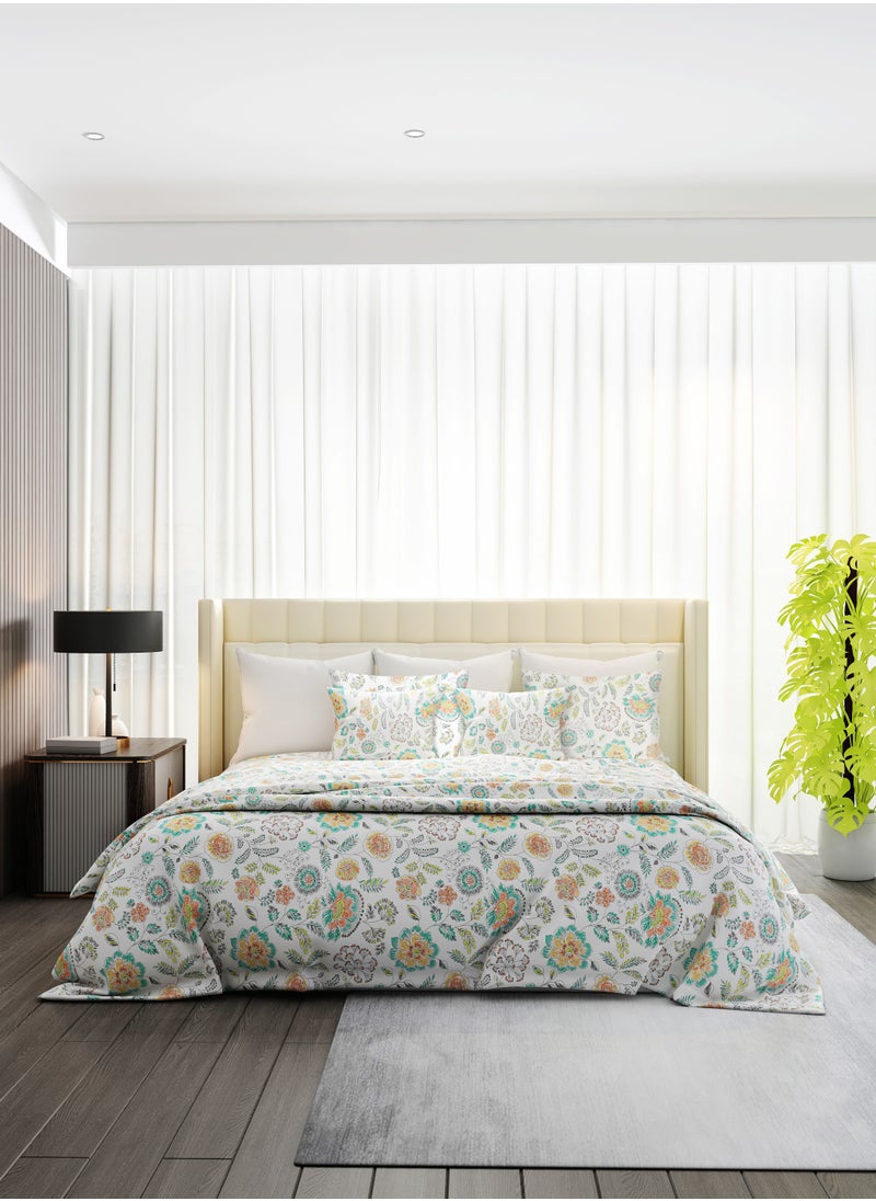 Raymond Raymond Home King Flat Sheet Bedsheet 200 Thread Count Luxirious 100% Long Staple Cotton Bedding Printed Sateen Percale Bed Linen with 2 Pillow Case - Blue (274 * 274 CM)  - Image 2