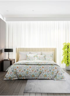 Raymond Raymond Home King Flat Sheet Bedsheet 200 Thread Count Luxirious 100% Long Staple Cotton Bedding Printed Sateen Percale Bed Linen with 2 Pillow Case - Blue (274 * 274 CM)  - Image 2