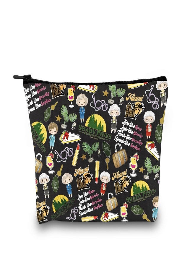 GJTIM TV Show Inspired Zipper Pouch TV Show Merchandise Gift Best Friend Birthday Gift Makeup Bag for BFF (Gold Pattern BLK) - Image 1