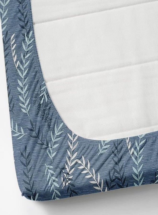 Blue Strip ملاءات سرير قطنية زرقاء مخططة 220TC بنقشة هندسية، مزودة بمطاط، مناسبة لسرير مفرد مع غطاء وسادة واحد | سرير مفرد بمطاط محيطي، مقاس 42 × 75 بوصة (أزرق فاتح)، صغير مفرد - Image 4