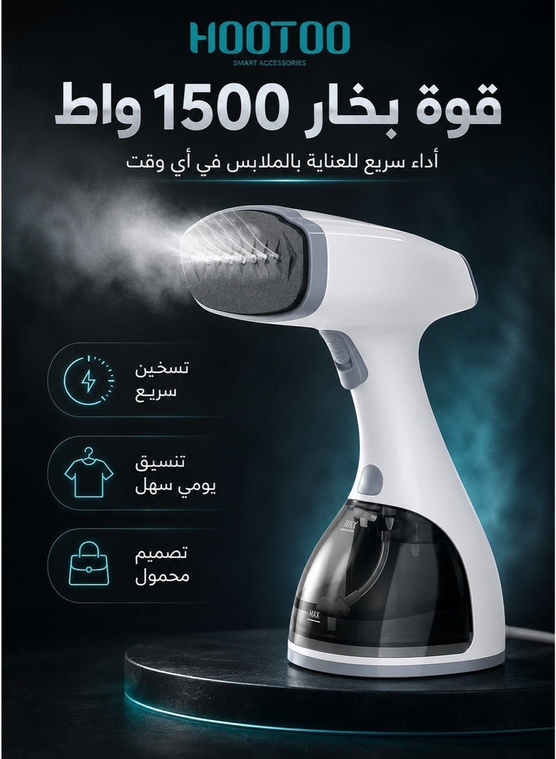 HooToo HOTO handheld garment steamer 1500W – clothes steam iron, steam ironing device, high-power portable garment steamer, handheld steam iron, 35-second fast heating, wrinkle remover clothes iron steam iron handheld steam iron ironing device garment steam ironing device - Image 4