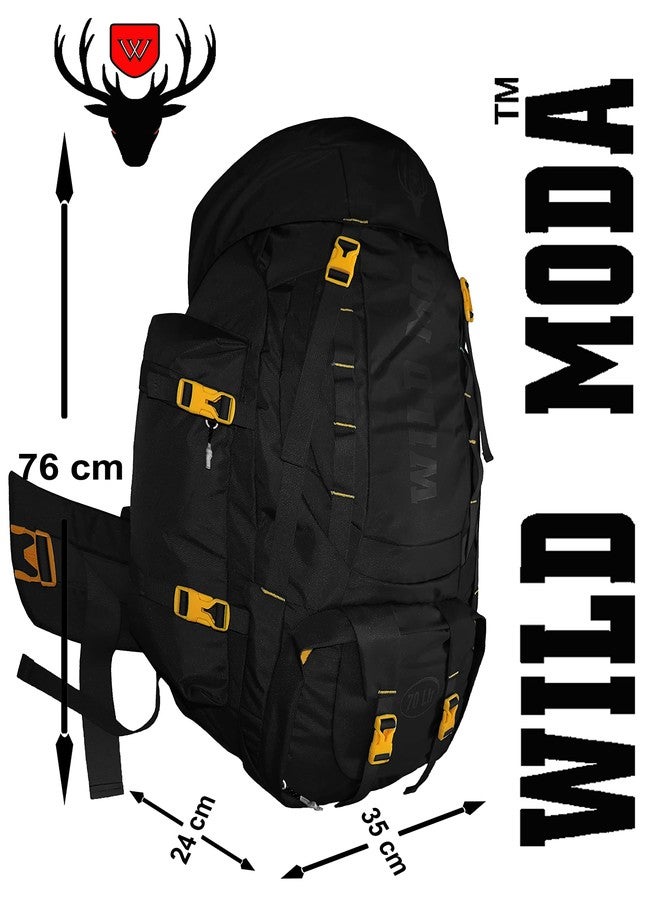 WILD MODA 70 LT WATERPROOF HIKING AND TREKKING BAG WITH LAPTOP COMPARTMENT (Black) - Image 5