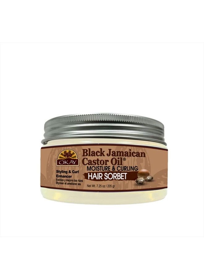 OKAY Black Jamaican Castor Oil Moisture & Curling Hair Sorbet, White, 7.25 Oz