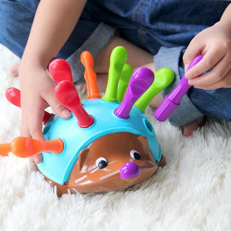 Puzzle hedgehog baby concentration training early education toys 1-3 years old children's hand-eye coordination and plugging in little hedgehogs Hedgehog [Color Box] English - Image 4