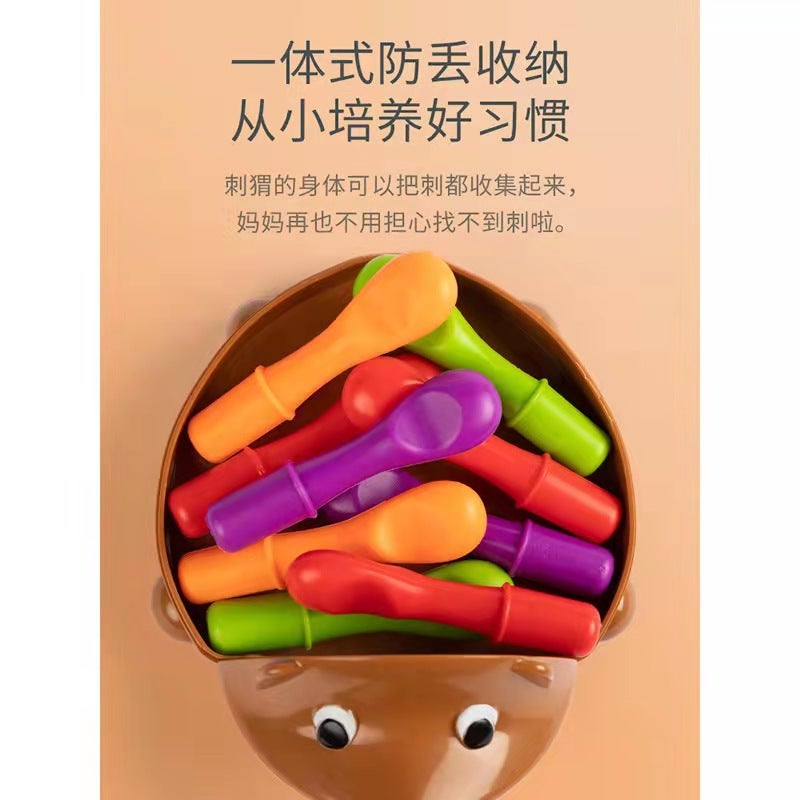 Puzzle hedgehog baby concentration training early education toys 1-3 years old children's hand-eye coordination and plugging in little hedgehogs Hedgehog [Color Box] English - Image 2