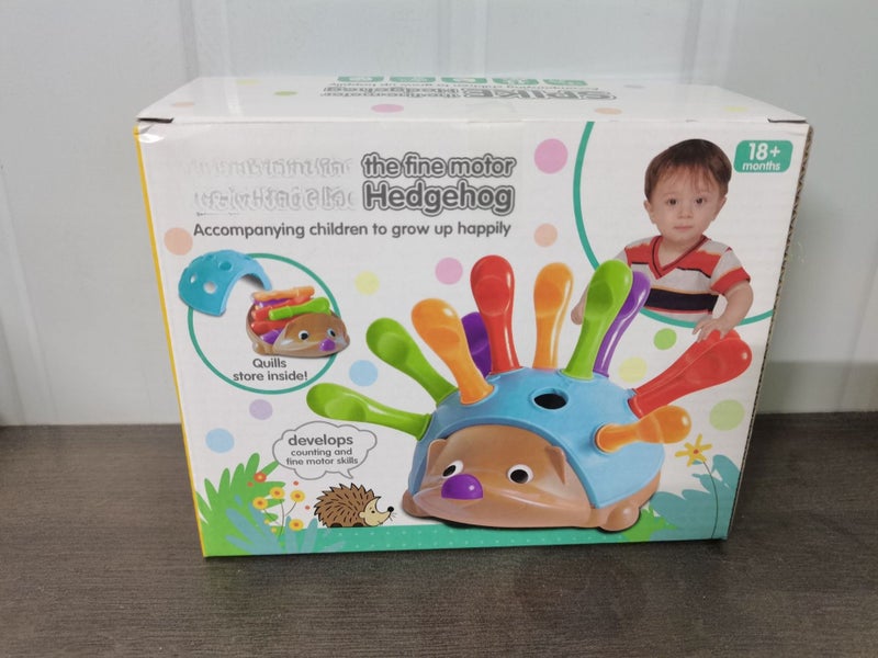 Puzzle hedgehog baby concentration training early education toys 1-3 years old children's hand-eye coordination and plugging in little hedgehogs Hedgehog [Color Box] English - Image 1